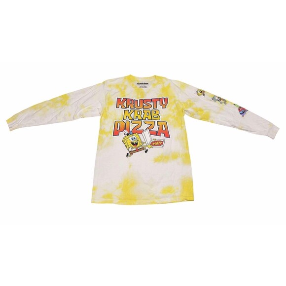 Sponge Bob Square Pants T Shirt Krusty Krab Pizza Long Sleeve Size M Nickelodeon - Picture 1 of 8